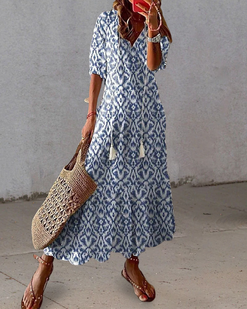 Petronella Women's Maxi Dress – Bohemian Chic, Lightweight Cotton & Summery Ibiza Style