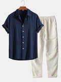 Thalassa Men's Summer Two-Piece Set – Breathable Linen-Feel Style with Short-Sleeve Design & Easy-Fit Trousers