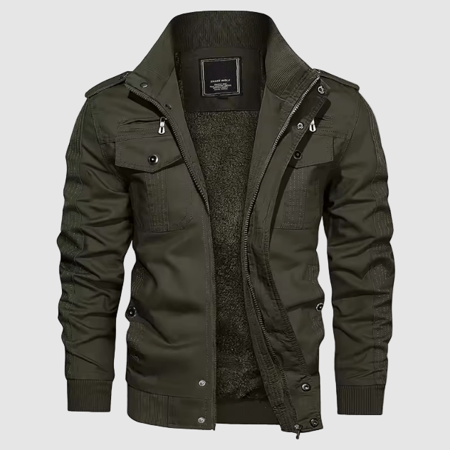 Xerxine Bomber Jacket for Men – Cozy Pilot-Style Jacket with Fleece Lining & Mandarin Collar