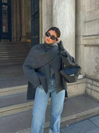 Perpetua Women's Poncho – Asymmetric Wool Design, Chic and Perfect for Winter Warmth