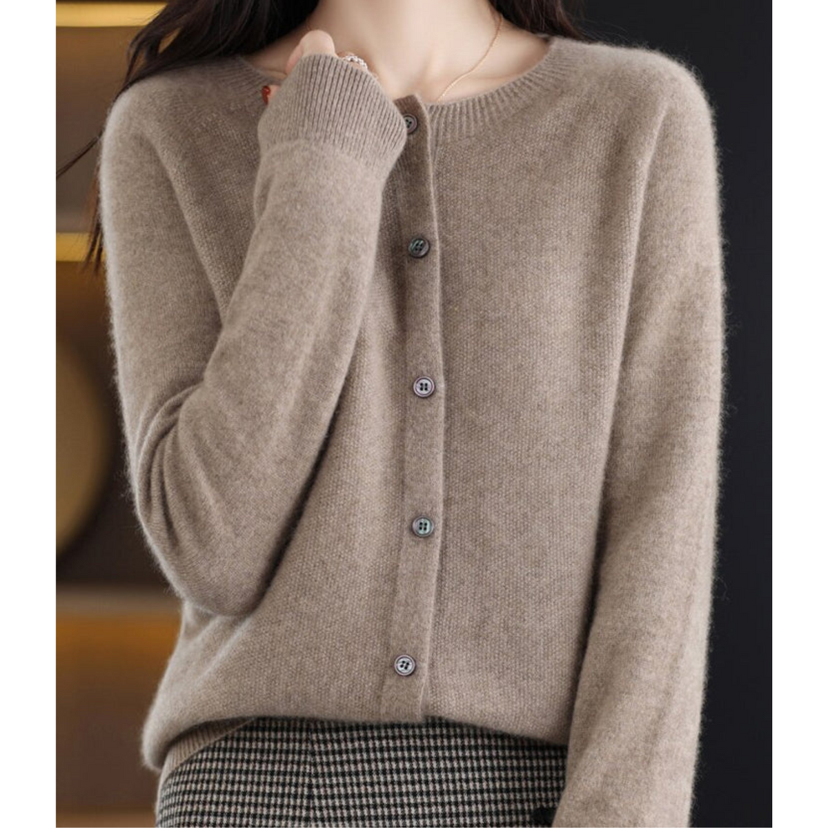 Elian Women's Cardigan – Sophisticated Gentle Merino Wool & Cashmere Cardigan with Crewneck