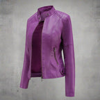 Dagfinn Women's Leather Jacket – Sophisticated Regular Fit with Zippered Handy Pockets & Zip Closure