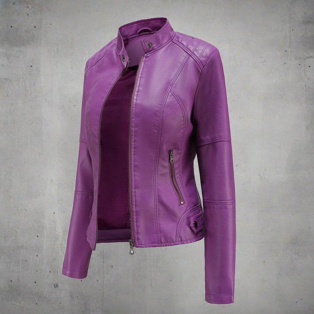 Dagfinn Women's Leather Jacket – Sophisticated Regular Fit with Zippered Handy Pockets & Zip Closure