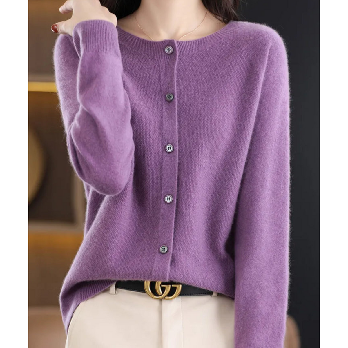 Elian Women's Cardigan – Sophisticated Gentle Merino Wool & Cashmere Cardigan with Crewneck