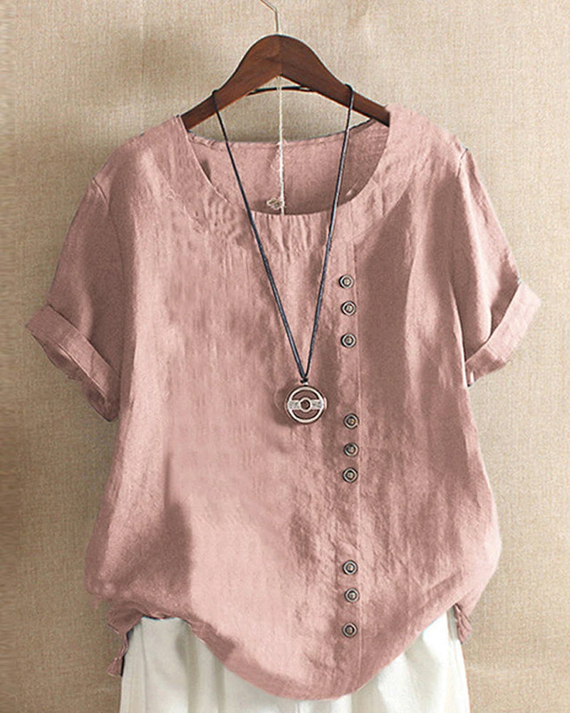 Vireo Women's Blouse – Lightweight Linen Blouse with Button-Up Front & Effortless Natural Look