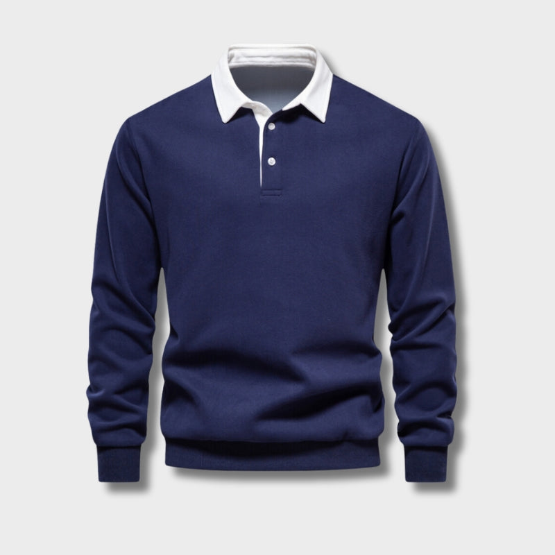 Jethro Men's Polo Sweater – Long-Sleeve Breathable Knit with a Classic Collar & Timeless Style