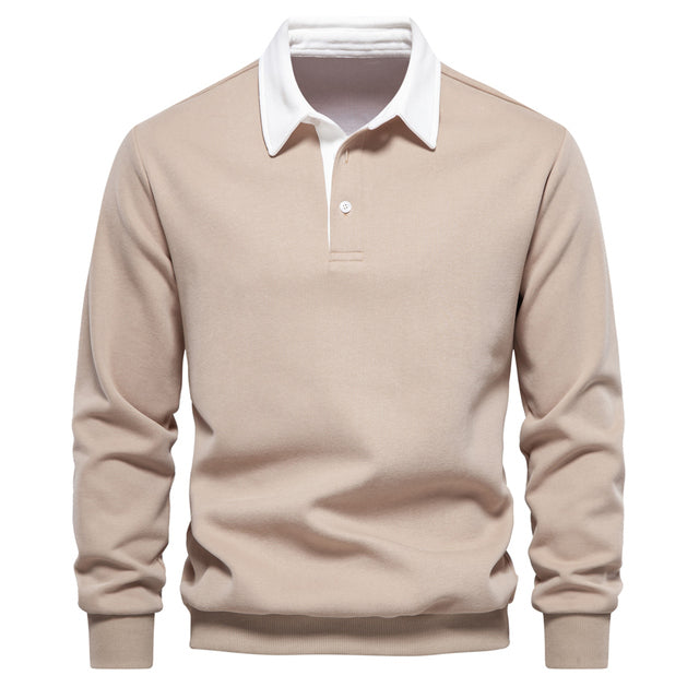 Jethro Men's Polo Sweater – Long-Sleeve Breathable Knit with a Classic Collar & Timeless Style