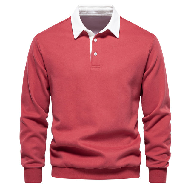 Jethro Men's Polo Sweater – Long-Sleeve Breathable Knit with a Classic Collar & Timeless Style