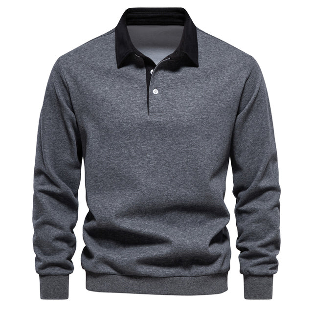 Jethro Men's Polo Sweater – Long-Sleeve Breathable Knit with a Classic Collar & Timeless Style