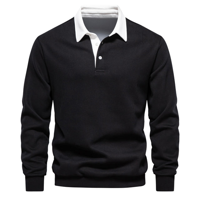 Jethro Men's Polo Sweater – Long-Sleeve Breathable Knit with a Classic Collar & Timeless Style