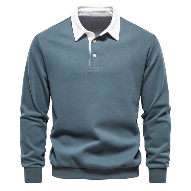 Jethro Men's Polo Sweater – Long-Sleeve Breathable Knit with a Classic Collar & Timeless Style