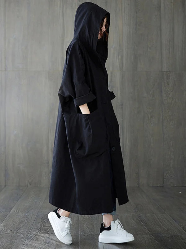 Kaspar Women's Trench Coat – Long With Hood Coat with an Sophisticated Fit for Rainy Days