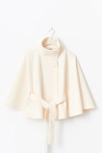 Kellyn Women's Wool Coat – Chic Mandarin Collar with Detachable Belt & Easy-Going Fit