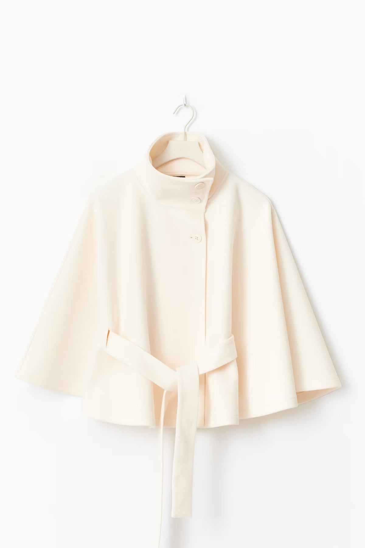 Kellyn Women's Wool Coat – Chic Mandarin Collar with Detachable Belt & Easy-Going Fit