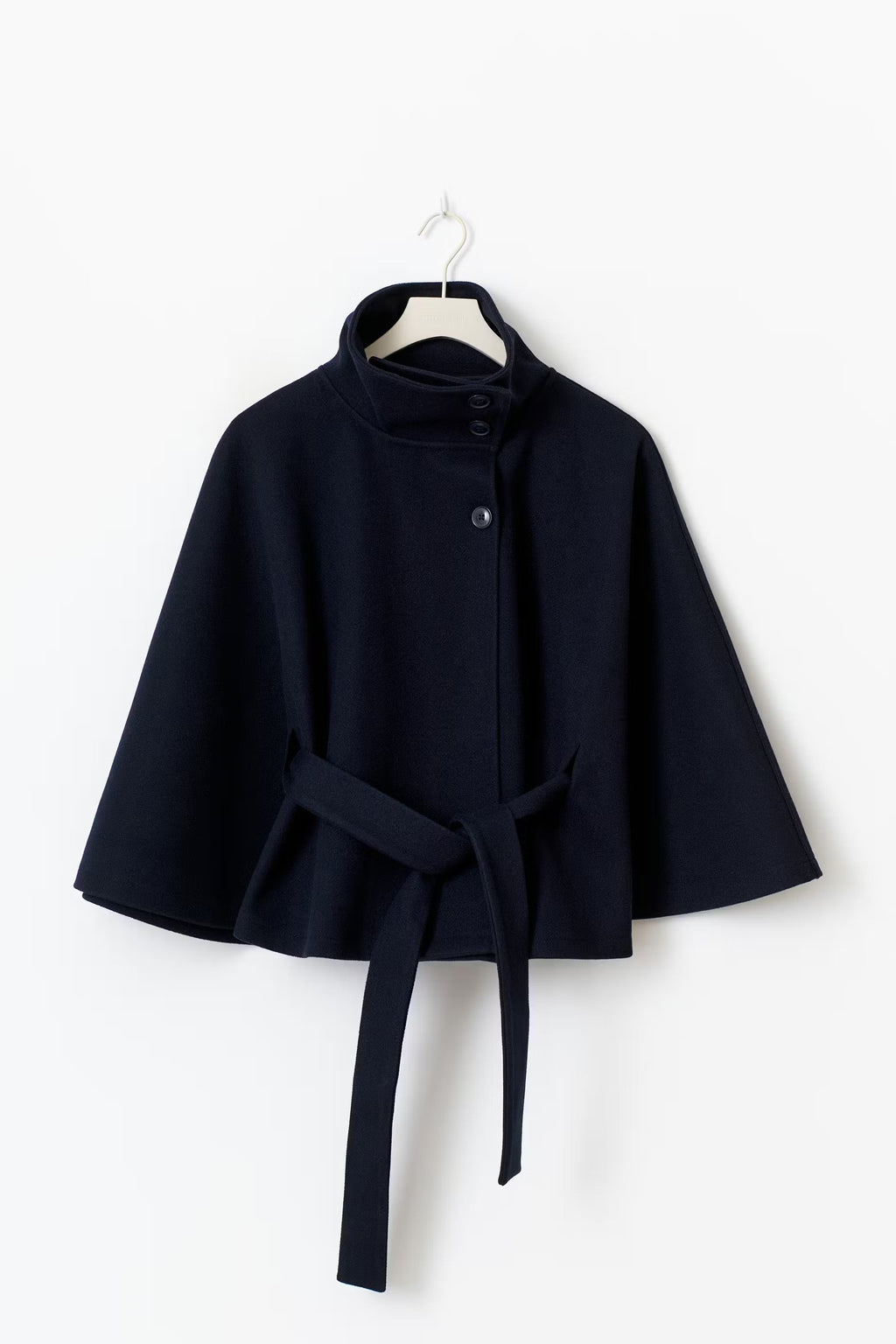 Kellyn Women's Wool Coat – Chic Mandarin Collar with Detachable Belt & Easy-Going Fit