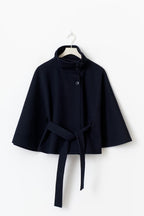 Kellyn Women's Wool Coat – Chic Mandarin Collar with Detachable Belt & Easy-Going Fit