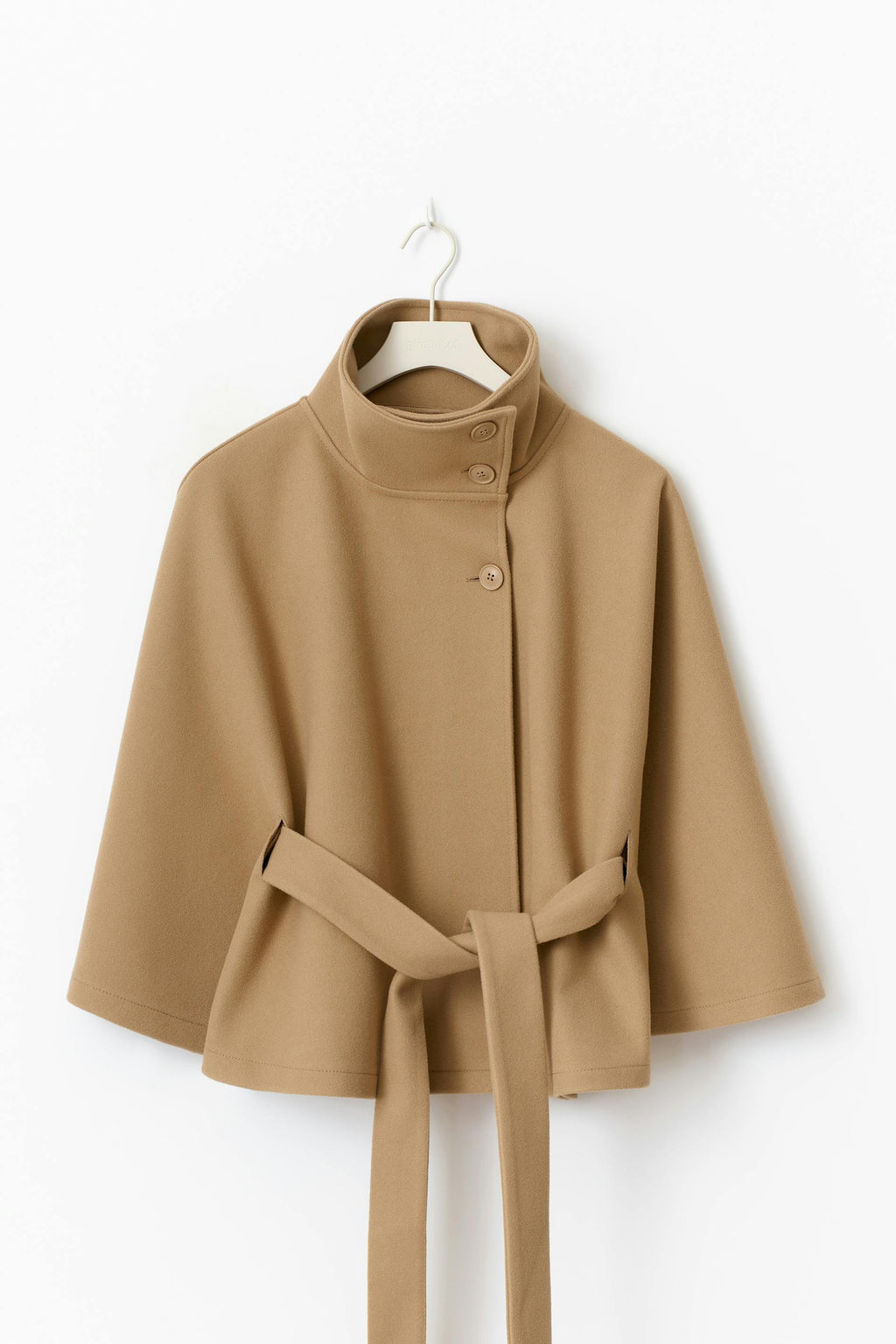 Kellyn Women's Wool Coat – Chic Mandarin Collar with Detachable Belt & Easy-Going Fit