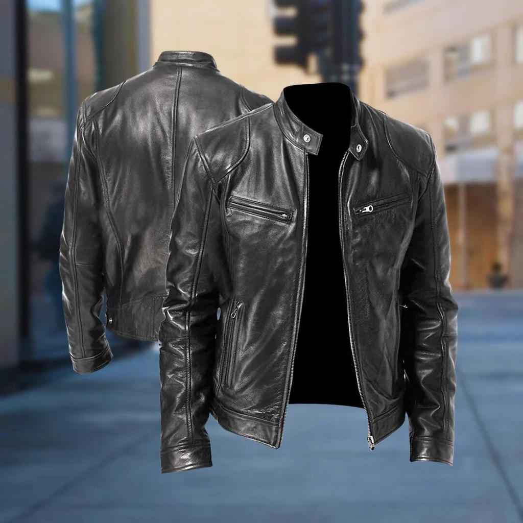 Kaspar Men's Leather Jacket – Sleek & Long-Lasting Bomber with a Modern, Cozy Style
