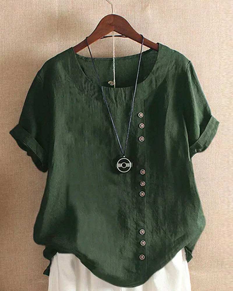 Vireo Women's Blouse – Lightweight Linen Blouse with Button-Up Front & Effortless Natural Look