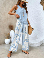 Milo Women's Set – Sophisticated Floral-Print Top & Trousers with a Flattering, Cozy Fit