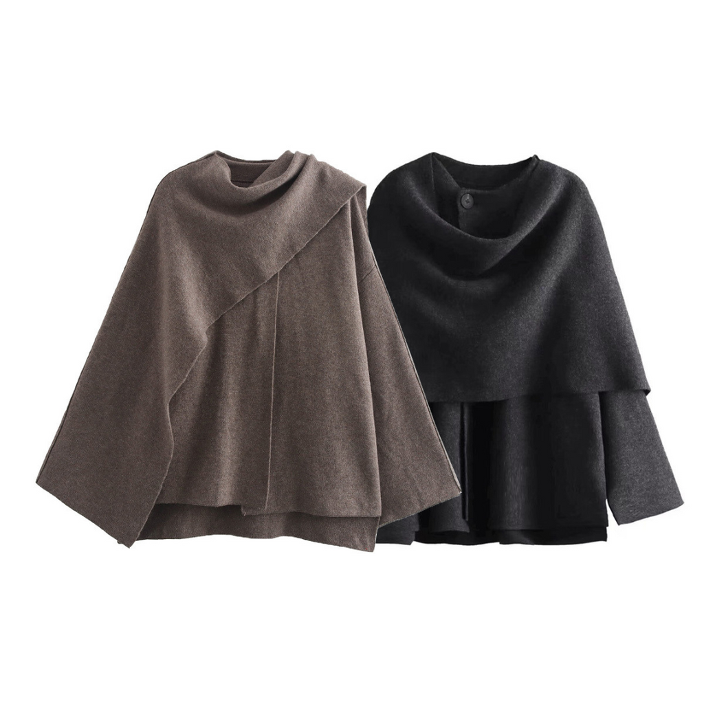 Perpetua Women's Poncho – Asymmetric Wool Design, Chic and Perfect for Winter Warmth