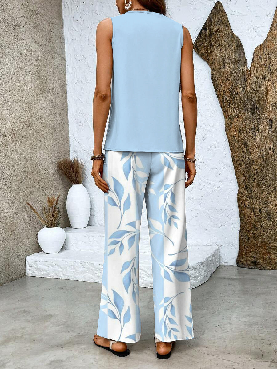 Milo Women's Set – Sophisticated Floral-Print Top & Trousers with a Flattering, Cozy Fit
