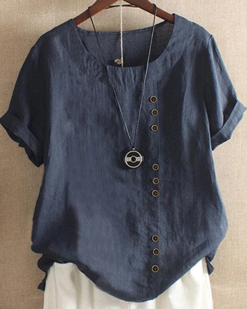 Vireo Women's Blouse – Lightweight Linen Blouse with Button-Up Front & Effortless Natural Look