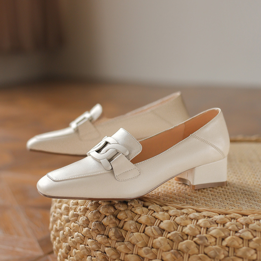 Elian Women's Mary Jane Loafers – Leather Shoes with a Chunky Heel for All-Day Comfort