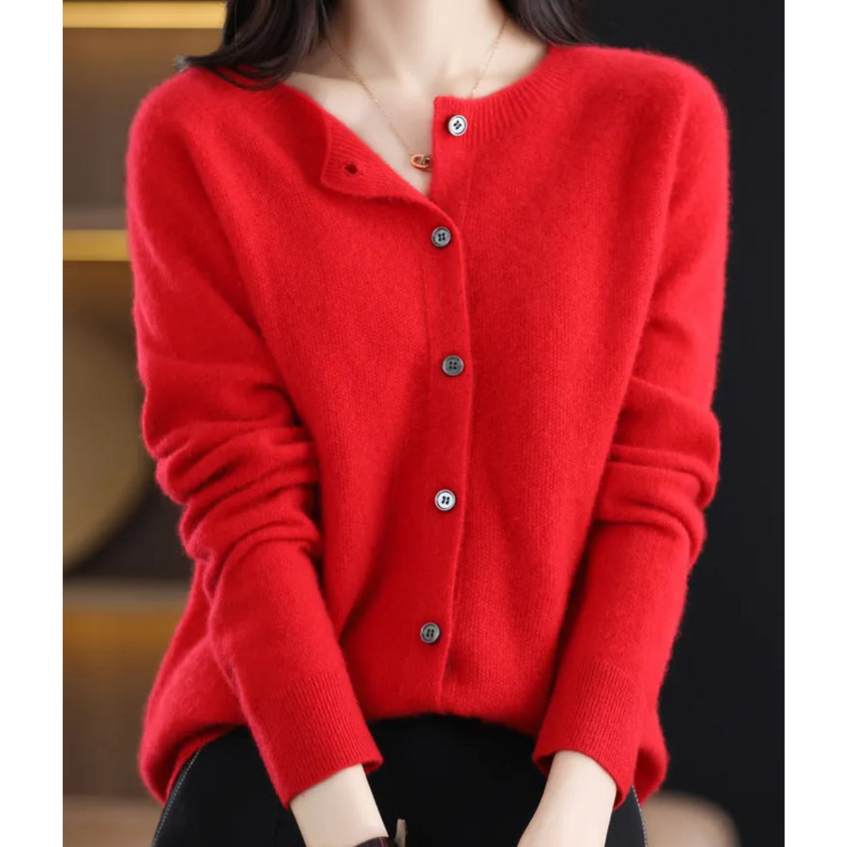 Elian Women's Cardigan – Sophisticated Gentle Merino Wool & Cashmere Cardigan with Crewneck