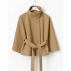 Saoirse Women's Cape Coat – High Collar & Adjustable Belt for Sophisticated Winter Warmth