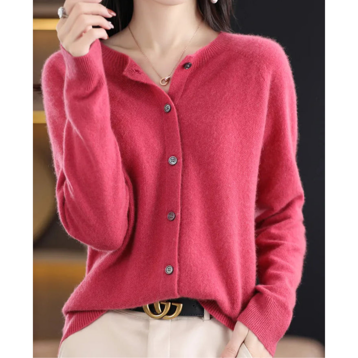 Elian Women's Cardigan – Sophisticated Gentle Merino Wool & Cashmere Cardigan with Crewneck