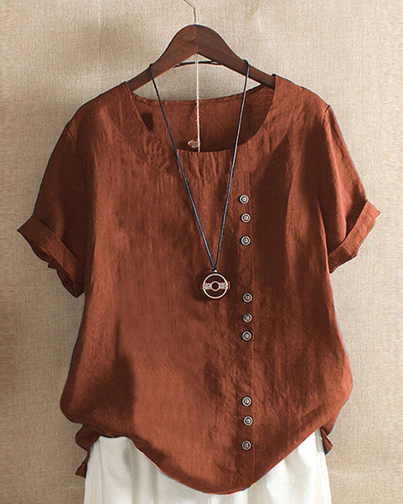Vireo Women's Blouse – Lightweight Linen Blouse with Button-Up Front & Effortless Natural Look