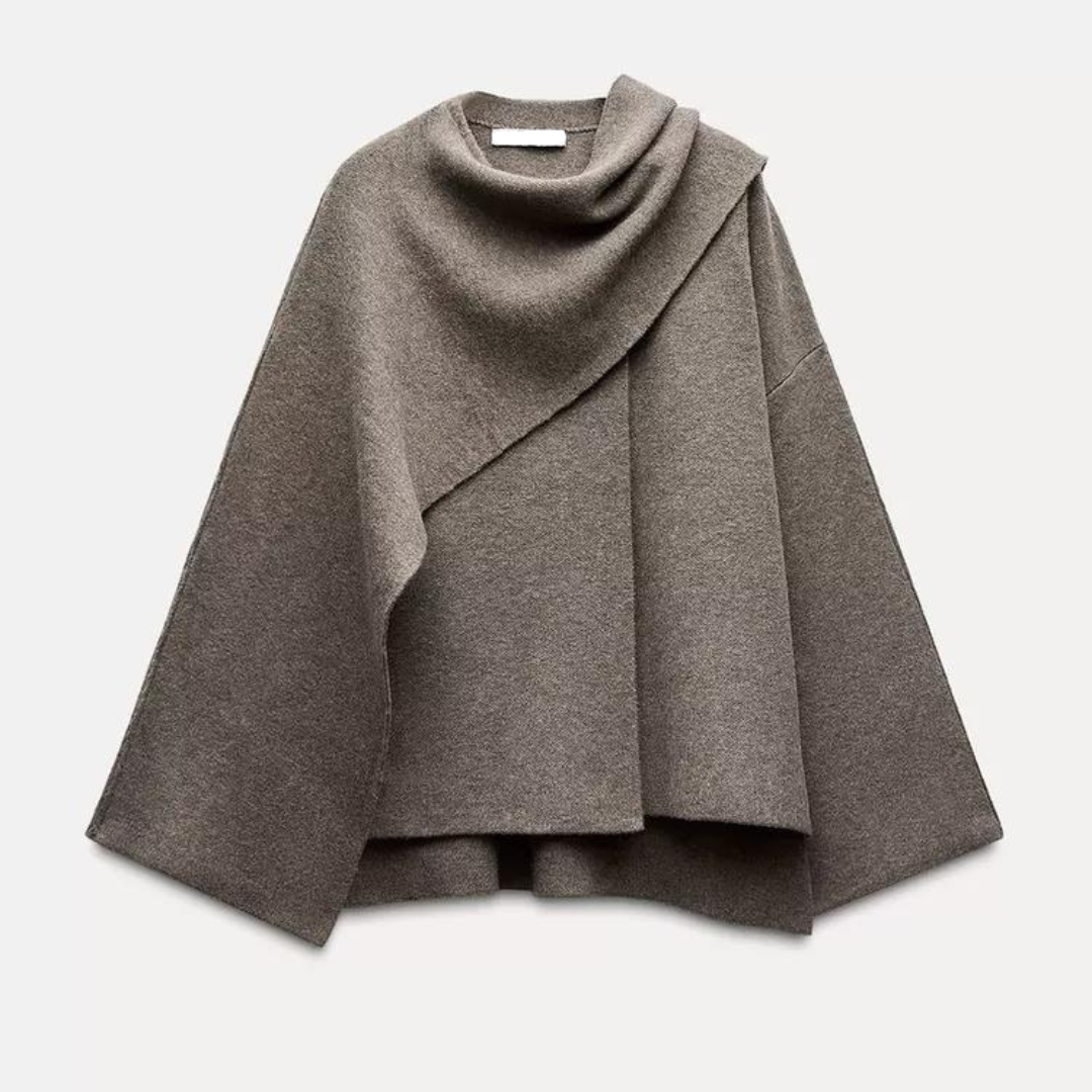Perpetua Women's Poncho – Asymmetric Wool Design, Chic and Perfect for Winter Warmth