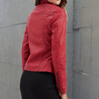 Dagfinn Women's Leather Jacket – Sophisticated Regular Fit with Zippered Handy Pockets & Zip Closure