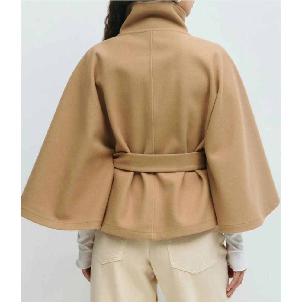 Saoirse Women's Cape Coat – High Collar & Adjustable Belt for Sophisticated Winter Warmth