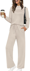 Corvin Women's Two-Piece Lounge Set – Long-Sleeve Top & Wide-Leg Cropped Trousers