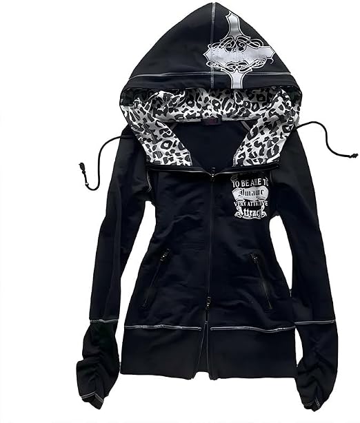 Brennus Women's Leopard Print Hoodie – Tailored Fit, Y2K Style & Plush Fabric