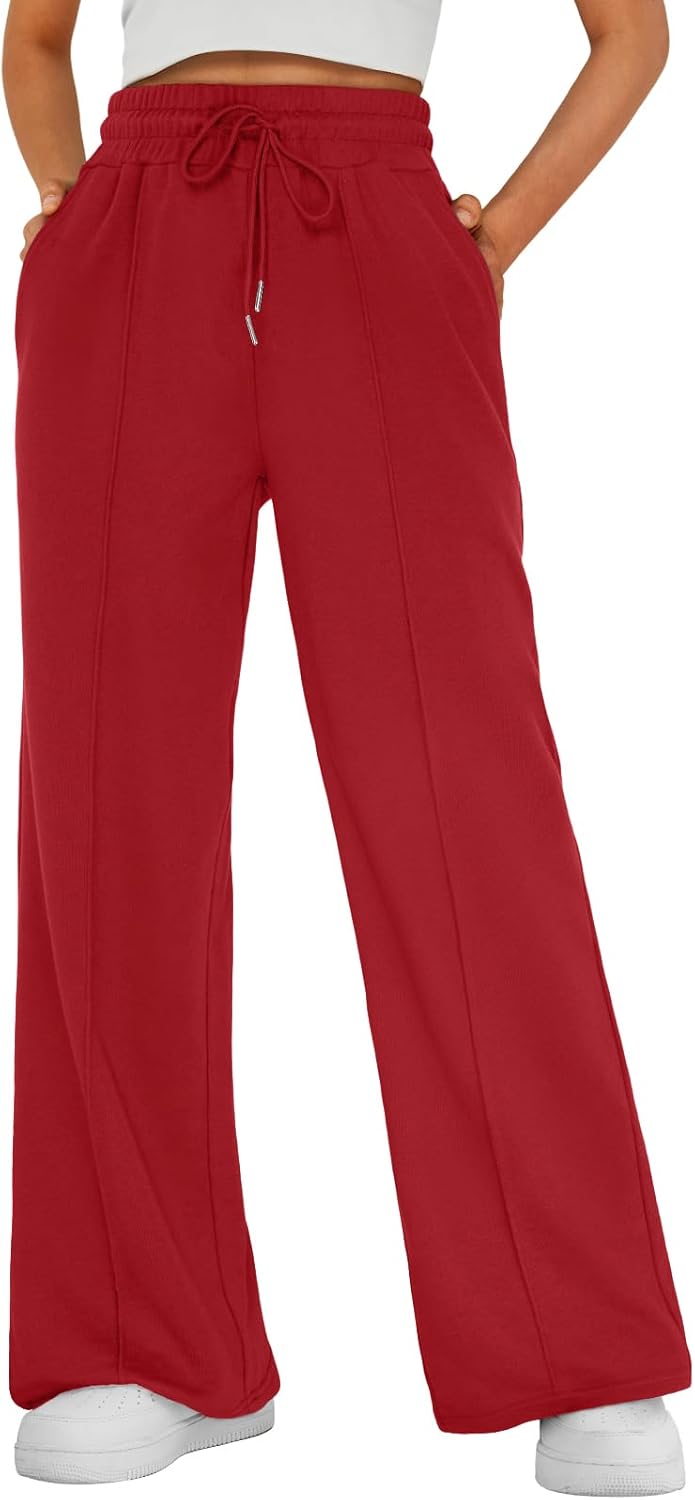 Kirstyn Women's Wide-Leg Sweatpants – High-Rise Waist, Drawstring & Side Slip Pockets
