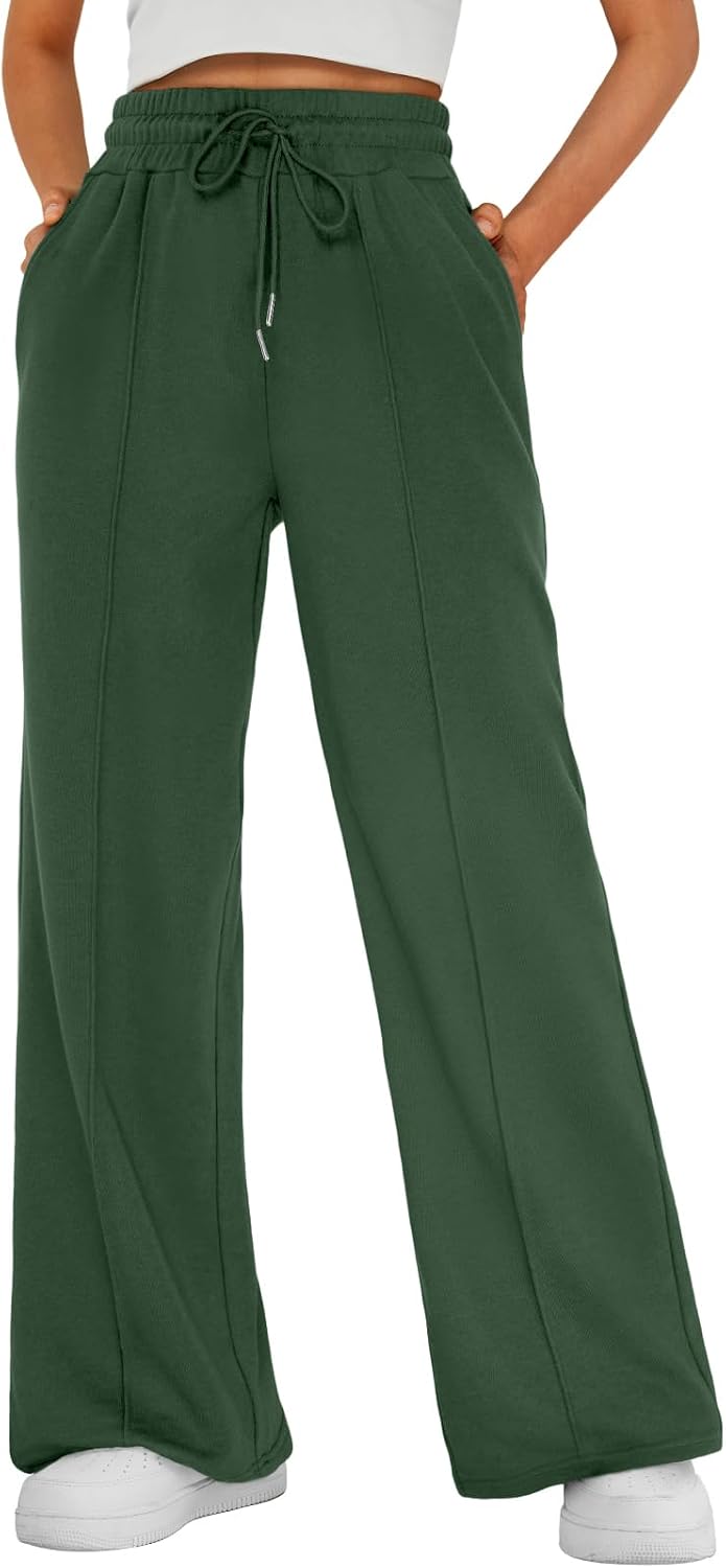 Kirstyn Women's Wide-Leg Sweatpants – High-Rise Waist, Drawstring & Side Slip Pockets