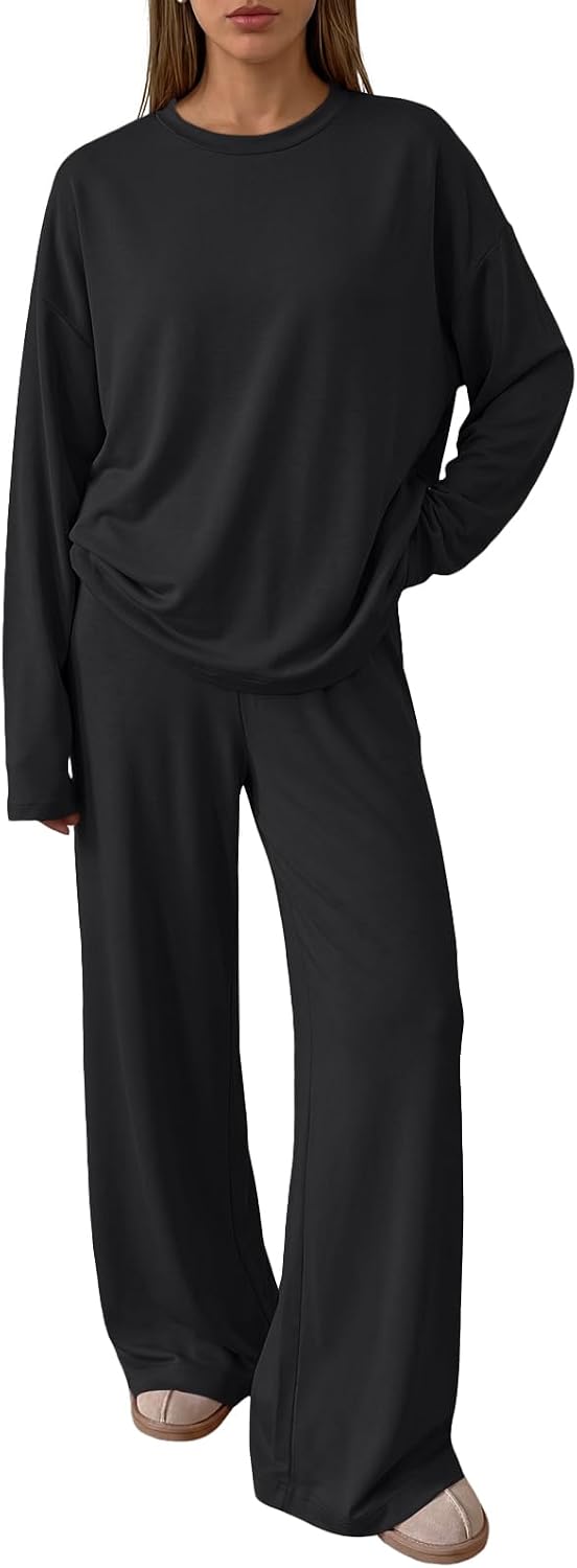 Tullia Women's Two-Piece Lounge Set – Longline Top & Wide-Leg Pants with Handy Pockets