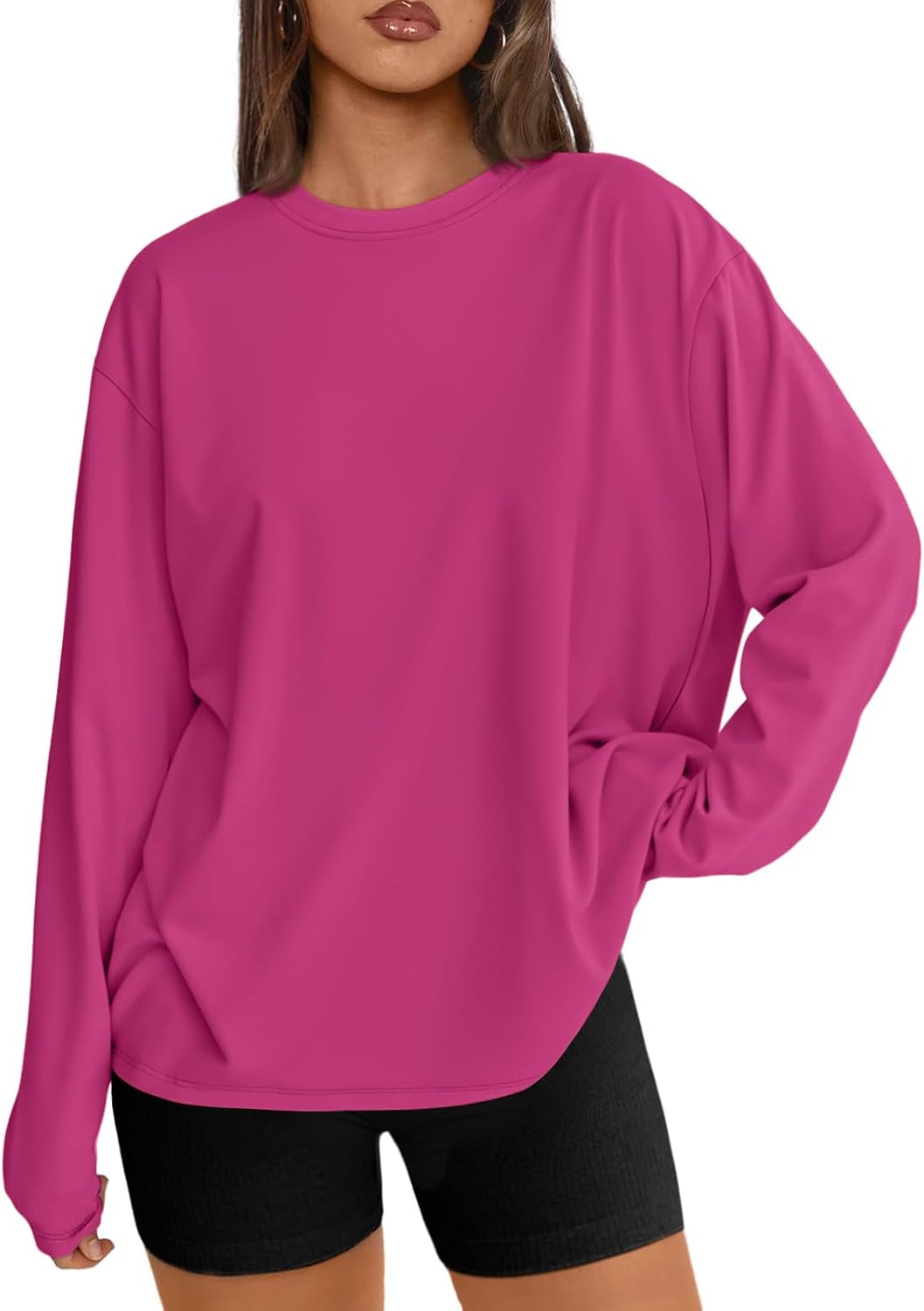 Bexley Women's Oversized Long-Sleeve T-Shirt – Round Neckline, Stretchy Material & Comfortable Fit