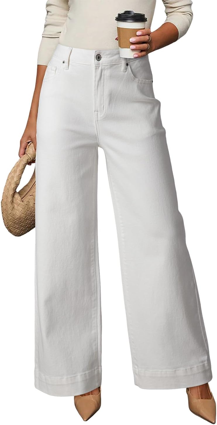 Ysolde Women's High-Waisted Jeans – Straight Wide Leg, Stretch Denim & 5 Handy Pockets
