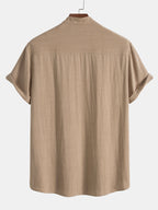 Thalassa Men's Summer Two-Piece Set – Breathable Linen-Feel Style with Short-Sleeve Design & Easy-Fit Trousers