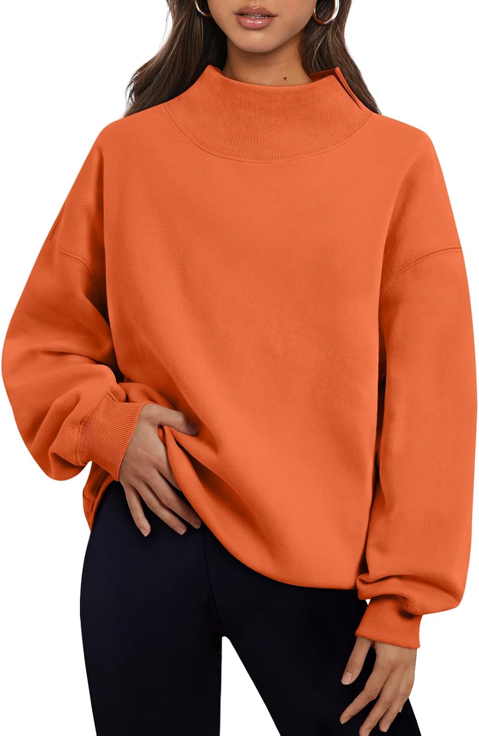 Kalinda Women's Oversized Fleece Sweatshirt – Asymmetric Neck, Dropped-Shoulder Design & Relaxed Silhouette