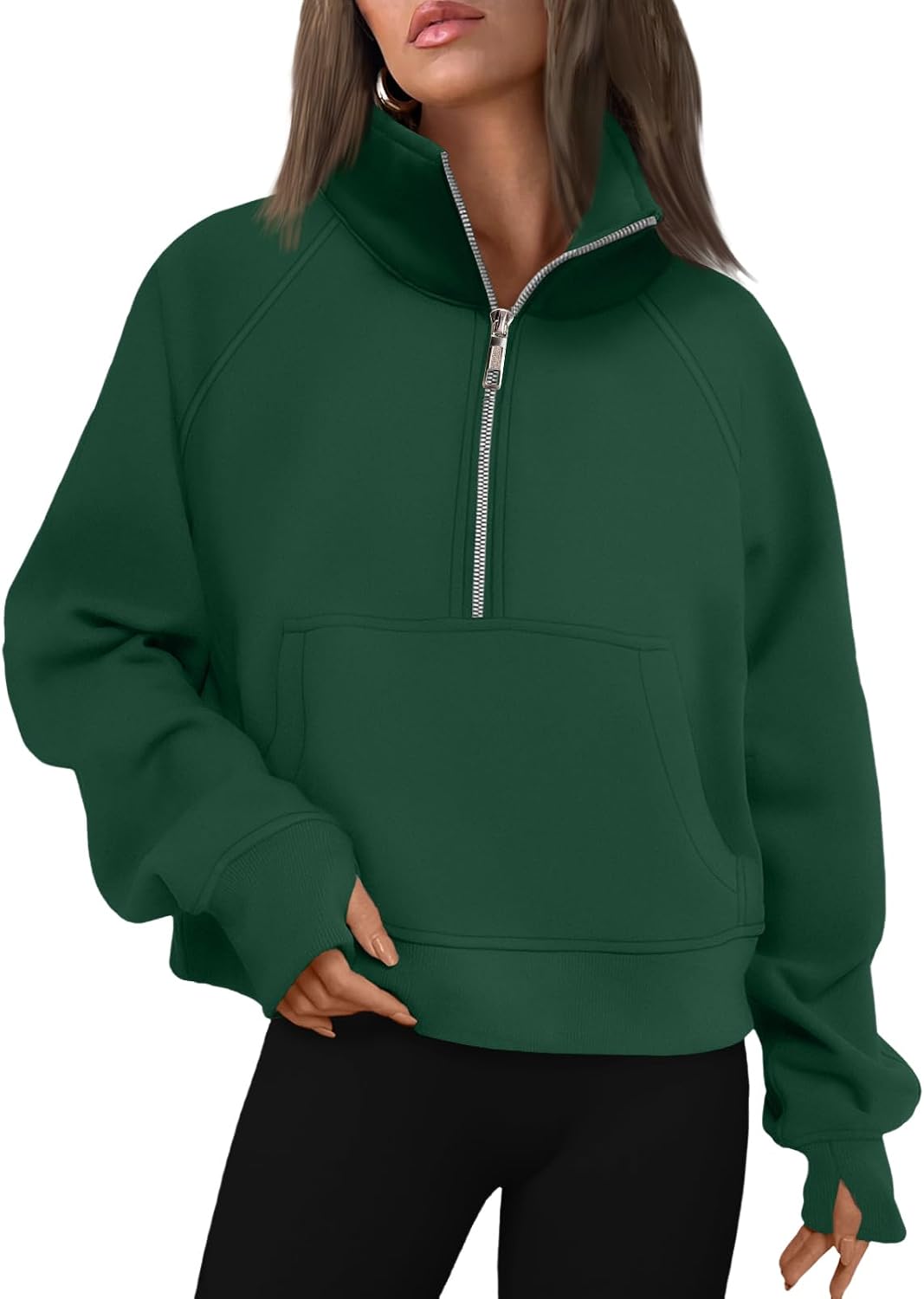 Delphinia Women's Fleece-Lined Hoodie – Dropped-Shoulder Design, Thumb Holes & Front Pouch Pocket