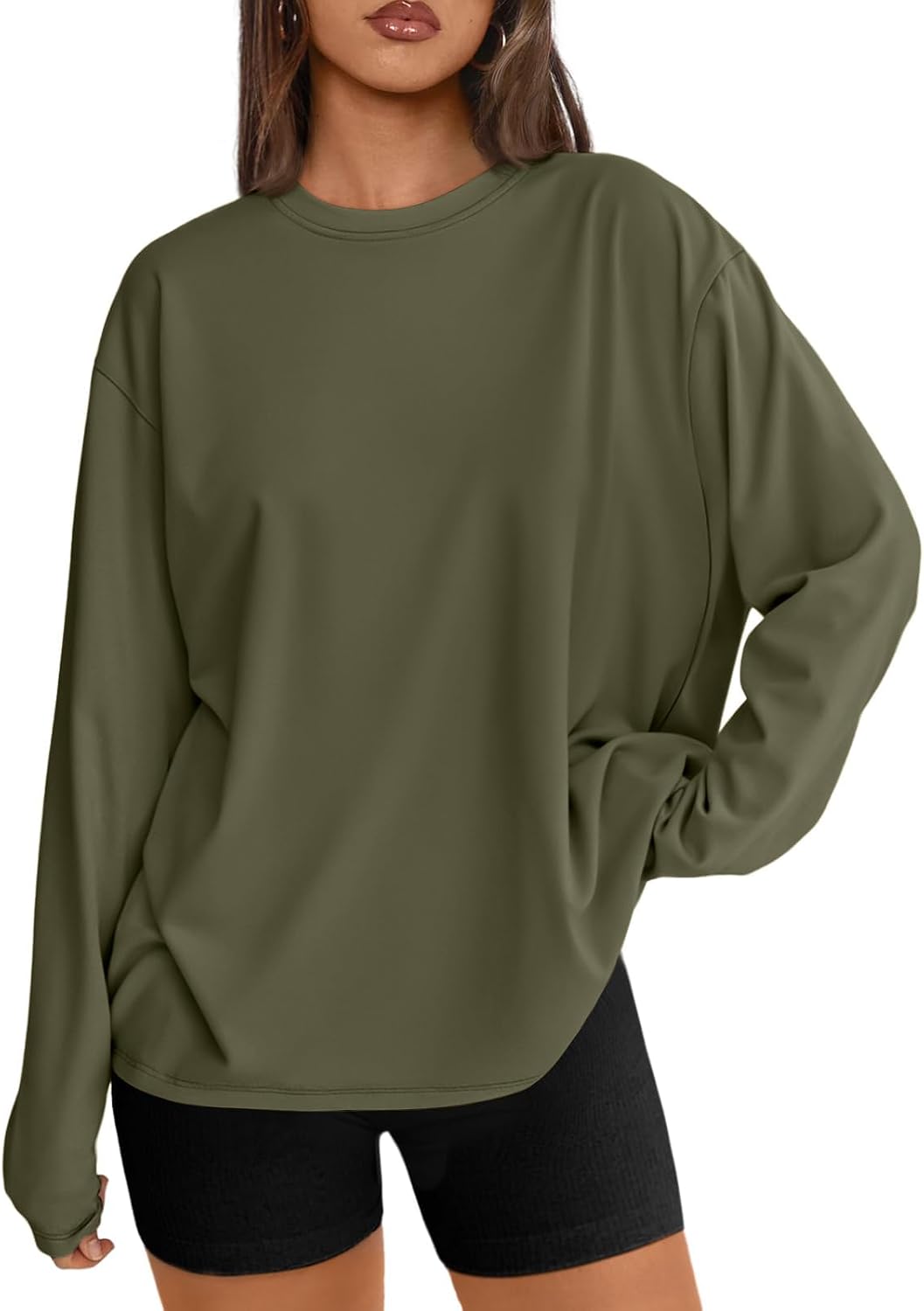 Bexley Women's Oversized Long-Sleeve T-Shirt – Round Neckline, Stretchy Material & Comfortable Fit