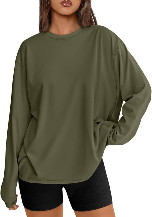 Bexley Women's Oversized Long-Sleeve T-Shirt – Round Neckline, Stretchy Material & Comfortable Fit