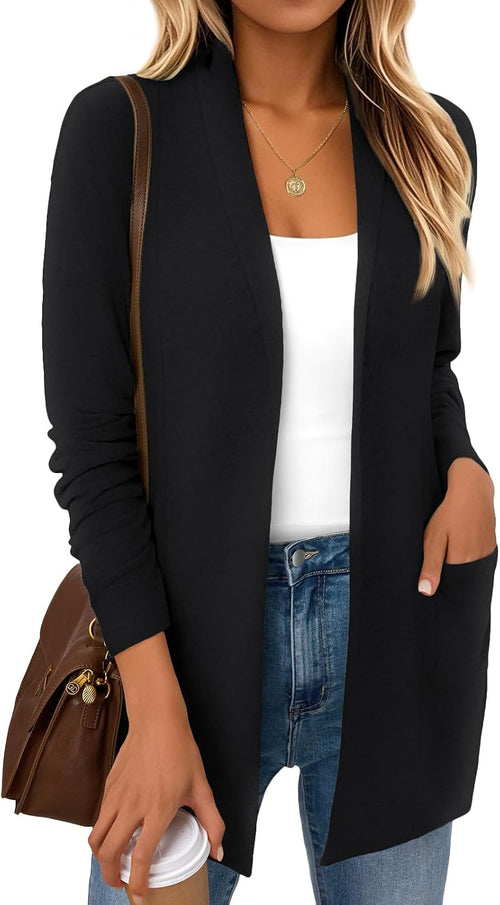 Callum Women's Hip-Length Cardigan – Double Placket, Handy Pockets & Easy Fit