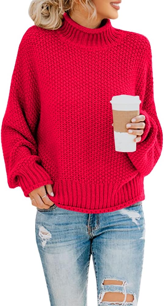 Harlan Women's Cable Knit Turtleneck Sweater – Dolman Sleeves, Loose Silhouette & Hip Length