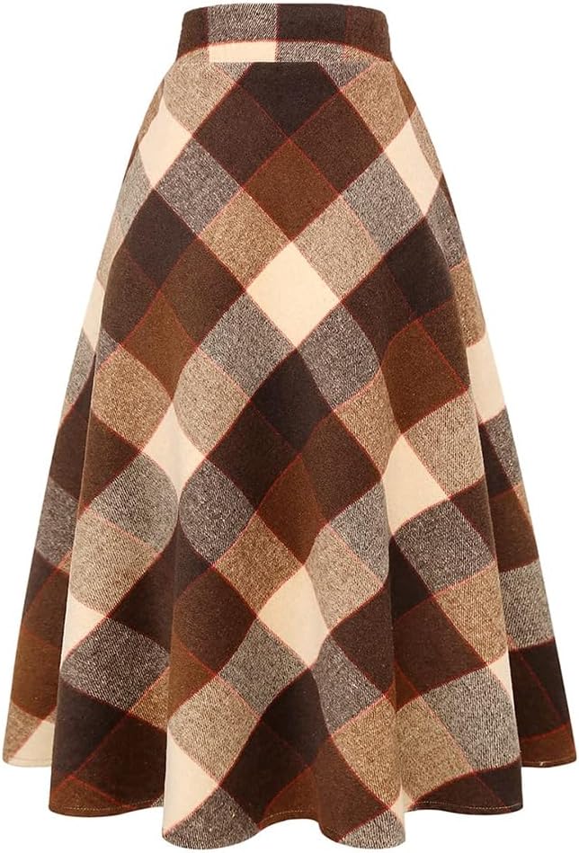 Niamh Women's Plaid Wool-Blend Skirt – High-Rise Waist, A-Line Fit & Side Slip Pockets